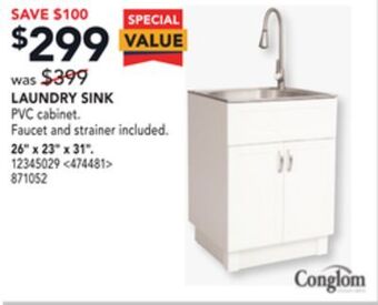RONA Conglom laundry sink 26" x 23" x 31" offer