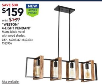 RONA Lumirama "weston" 4-light pendant 9.5" offer