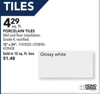 RONA Mono serra porcelain tiles 12" x 24" offer
