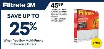 RONA 3m 3-pack "mpr1000" red furnace filters 16" x 25" offer