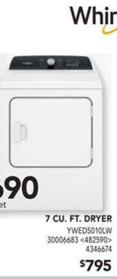 RONA Whirlpool 7 cu. ft. dryer offer