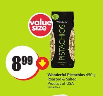 FreshCo Wonderful pistachios 450 g roasted & salted product of usa offer