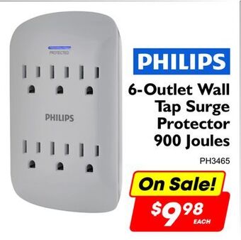 Factory Direct Philips 6-outlet wall tap surge protector 900 joules offer