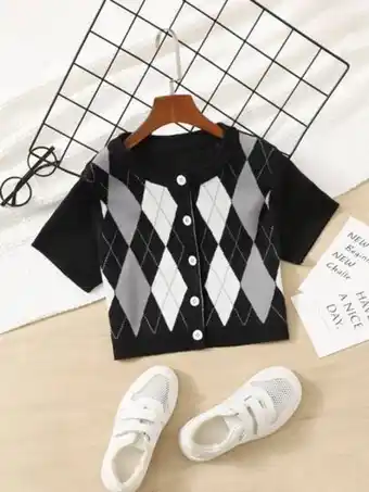 SheIn Girls argyle pattern cardigan offer