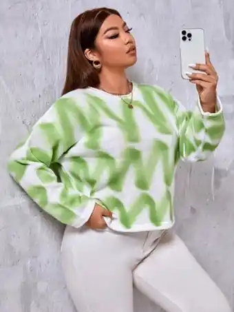 SheIn Plus chevron pattern drop shoulder sweater offer