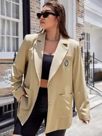 SheIn Shein plus lapel neck single breasted blazer offer