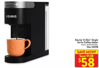 Walmart Keurig k-slim single serve coffee maker offer