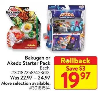 Walmart Bakugan or akedo starter pack offer