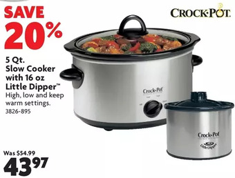 Home Hardware 5 qt. slow cooker with 16 oz little dipper offer