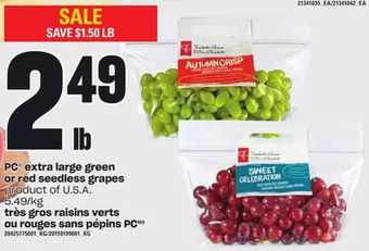 Valu-mart Pc extra large green or red seedless grapes offer