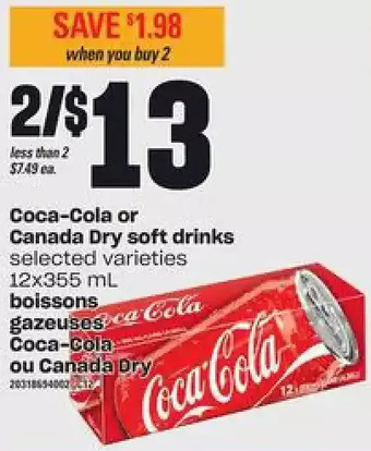 Valu-mart Coca-cola or canada dry soft drinks offer