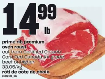 Valu-mart Prime rib premium oven roast offer