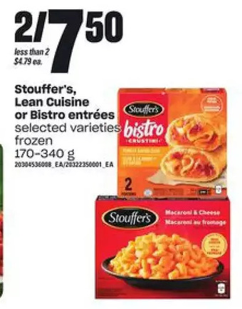 Loblaws Stouffer's, lean cuisine or bistro entrees offer