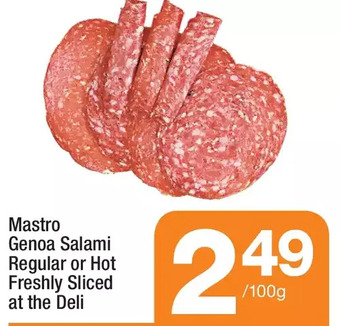 Mastro genoa salami regular or hot freshly sliced at the deli
