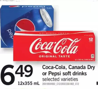 Fortinos Coca-cola, canada dry or pepsi soft drinks offer