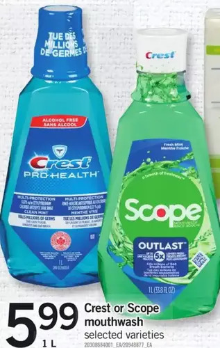 Fortinos Crest or scope mouthwash offer