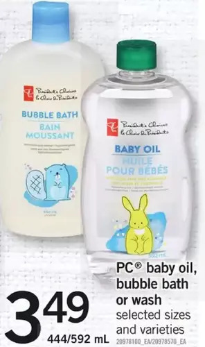 Fortinos Pc baby oil, bubble bath or wash offer