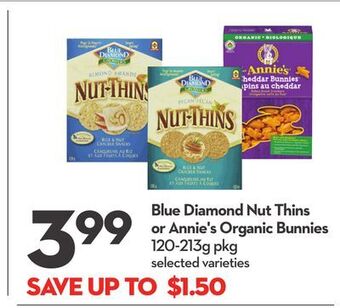 Longo's Blue diamond nut thins or annie's organic bunnies offer