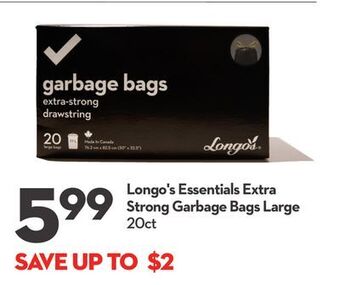 Longo's Longo's essentials extra strong garbage bags offer