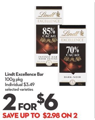Longo's Lindt excellence bar offer