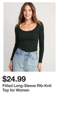 Old Navy Fitted long-sleeve rib-knit top for women offer