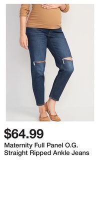 Old Navy Maternity full panel o.g. straight ripped ankle jeans offer