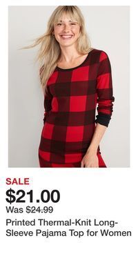 Old Navy Printed thermal-knit long-sleeve pajama top for women offer