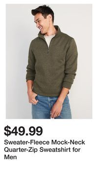 Old Navy Sweater-fleece mock-neck quarter-zip sweatshirt for men offer
