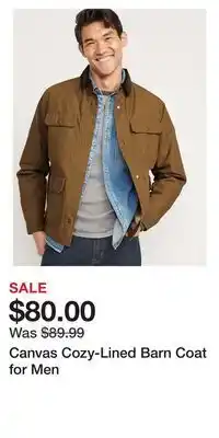 Old Navy Canvas cozy-lined barn coat for men offer