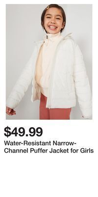 Old Navy Water-resistant narrow-channel puffer jacket for girls offer