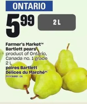 Independent Grocer Farmer's market bartlett pears offer