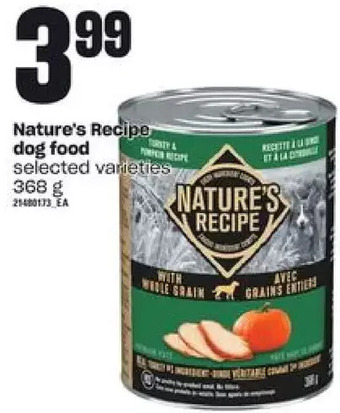 Independent Grocer Nature's recipe dog food offer