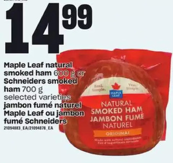 Independent Grocer Maple leaf natural smoked ham offer