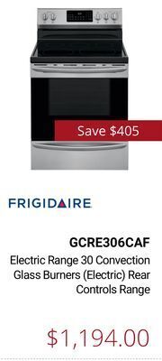 Canadian Appliance Source Frigidaire electric range 30 convection glass burners (electric) rear controls range offer