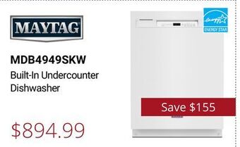 Canadian Appliance Source Maytag built-in undercounter dishwasher offer