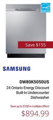 Canadian Appliance Source Samsung 24 ontario energy discount built-in undercounter dishwasher offer