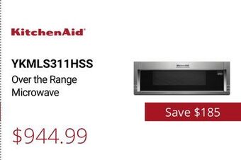 Canadian Appliance Source Kitchenaid over the range microwave offer