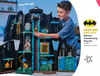 Toys R us Batman, bat-tech batcave, giant transforming playset with exclusive 4" batman figure and accessories offer