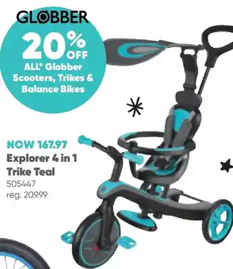 Toys R us Globber explorer 4in1 trike - teal offer