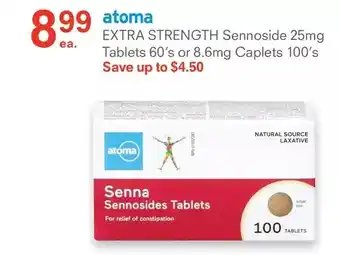IDA Pharmacy Atoma extra strength sennoside tablets or caplets offer