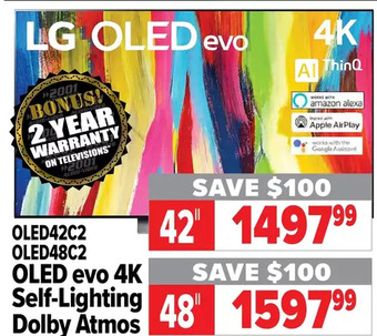 2001 Audio Video Lg oled evo 4k self-lighting dolby atmos 42" | 48" offer