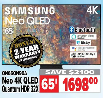 2001 Audio Video Samsung neo 4k qled quantum hdr 32x 65" offer