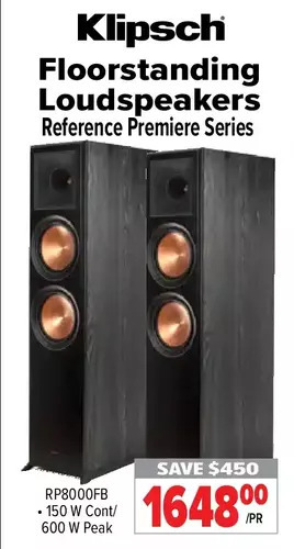 2001 Audio Video Klipsch floorstanding loudspeakers reference premiere series offer