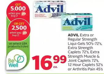 Rexall Advil extra or regular strength liqui-gels, extra strength caplets, extra strength muscle & joint caplets, 12 hour caplets or offer