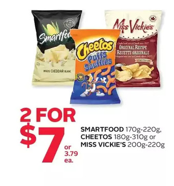 Rexall Smartfood, cheetos or miss vickie's offer