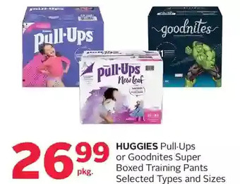 Rexall Huggies pull-ups or goodnites super boxed training pants offer