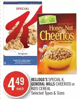 Shoppers Drug Mart Kellogg's special k, general mills cheerios or kids cereal offer