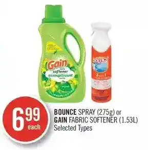 Shoppers Drug Mart Bounce spray or gain fabric softener offer