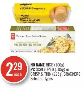 Shoppers Drug Mart No name rice, pc scalloped or crisp & thin crackers offer