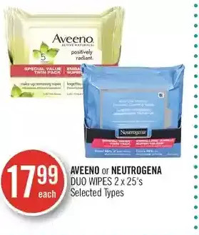 Shoppers Drug Mart Aveeno or neutrogena duo wipes offer